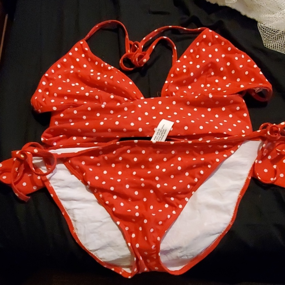 Red polka dot bikini